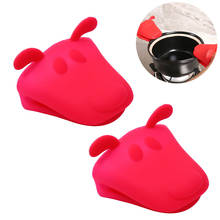 2Pcs Lovely Animal Shape Silicone Gloves Heat Resistant Anti-Scald Anti-Skid Kitchen Use Oven Mitts (Red) 2024 - buy cheap