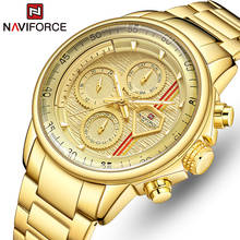 Naviforce relógio masculino de marca luxuosa, relógio de pulso impermeável militar de quartzo dourado de aço inoxidável para homens de negócios 2024 - compre barato