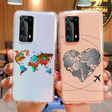 World Travel Map Airplane Lines Art Phone Case For Huawei P40 P30 Lite P20 Pro honor 10 Mate 40 Pro Mate 20 TPU Silicone Cover 2024 - buy cheap