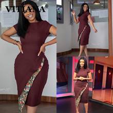 VITIANA Women Wine Casual Midi Dress Summer 2020 Female Short Sleeve Office OL Pencil Dresses Femme Slim Sexy Party Vestidos 2024 - buy cheap