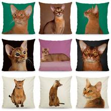 Cute Abyssinian Cat Cushion Cover 45x45 Linen Throw Pillow Case Home Decoration Sofa Decorative Pillowcase DWM001 2024 - buy cheap