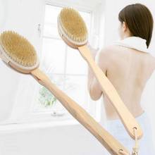 Bathroom Body Brushes Long Handle Bath Natural Bristles Brushing Brushes Exfoliating Tool Wooden Shower Handle Massager Dry F7O7 2024 - buy cheap