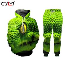 CJLM-Conjunto de Sudadera con capucha para hombre, chándal informal con estampado 3d de viper verde, pantalones, 2 piezas 2024 - compra barato