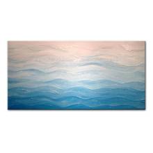 Arthyx Hand Painted Modern Abstract Oil Painting On Canvas Handmade Blue Waves Pictures Wall Art For Living Room Home Decoration 2024 - buy cheap