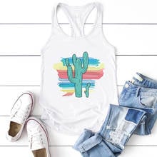 2020 Casual Cactus Printed Tank Top Women Sleeveless Summer Vest Cotton Harajuku Femme Crew Neck Tank Tops for Teens Ropa Mujer 2024 - buy cheap