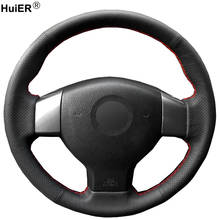 HuiER Hand Sew Car Steering Wheel Cover Black Leather For Nissan Tiida Livina Sylphy Versa Note Breathable Automobile Braid 2024 - buy cheap
