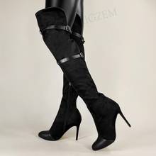 BERZIMER FASHION Women Over Knee Boots Slim High Heel Side Zip Thigh High Boots Ladies Unisex Shoes Woman Large Size 43 45 50 52 2024 - buy cheap