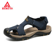 Breathable Summer High Quality Sandals Genuine Leather Casual Men Beach Sandals Non-slip Fashion Outdoor Mens Shoes Big Size 2024 - buy cheap