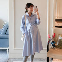 Весенне-осенняя синяя модная одежда для кормящих матерей одежда для грудного вскармливания с открытыми пуговицами платье для беременных женщин 2020 2024 - купить недорого