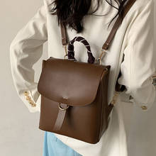 Mochila feminina de couro, alta qualidade, lenço de seda, bolsa de ombro de viagem, mochilas para mulheres, cor sólida 2024 - compre barato