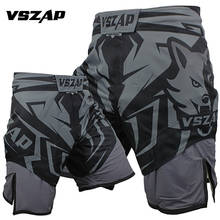 VSZAP-pantalones cortos MMA Grappling Boxing Muay Thai para hombre, bañadores de lucha en jaula, pantalones cortos de tatami para gimnasio y Fitness (gris/rojo) 2024 - compra barato