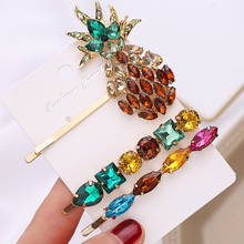 luxury sparkly colorful crystal women hair barrette rhinestone pineapple hair clip for girls accessories jewelry 2024 - buy cheap