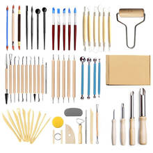 61 pieces/set DIY Pottery Kit Arts Crafts Clay Sculpting Tools Wooden Handle Model Carving Tools Modeling Clay Tools Set as Gift 2024 - buy cheap