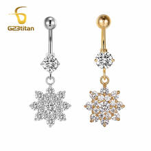 G23titan 16G Belly Button Piercings Barbell Crystal Belly Rings Body Piercing Stainless Steel Women Summer Jewelry 2024 - buy cheap