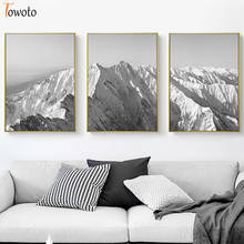 Pintura en lienzo de paisaje con estampado de nieve y montañas, póster nórdico 50x70, imágenes artísticas de pared en blanco y negro para decoración de sala de estar 2024 - compra barato