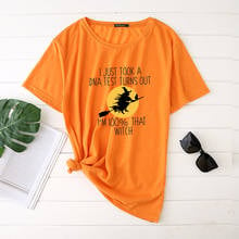 Camiseta de Halloween para mujer Seeyoushy, I Just Took A DNA Test, se vuelve "I'm 100% That Witch Letter", Tops divertidos, camisetas 2024 - compra barato