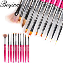 BQAN 10 Style Pink  Metal Handle Oblique Head Nail Art Flower Design Painting Drawing Pen Brush Manicure Tool 2024 - buy cheap