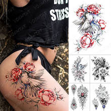Waterproof Temporary Tattoo Sticker Bird Flower Feather Diamond Gem Flash Tattoos Peony Rose Body Art Arm Fake Tatoo Women Men 2024 - buy cheap