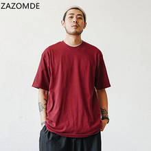 ZAZOMDE Cotton Harajuku Streetwear Blank T-shirt For Mens Fashion Male Tee Hip Hop Clothes Solid Plain Plus Size 5xl Oversized 2024 - buy cheap