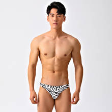 Wd296 2021 nova zebra impressão sexy dos homens swim briefs biquinis banho troncos para o homem maiô praia shorts 2024 - compre barato