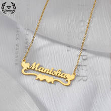 Collares con colgante de doble corazón para mujer, gargantilla de acero inoxidable, cadena con letras personalizadas, regalo de joyería de Navidad 2024 - compra barato