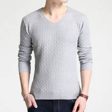 AKSR Men's Large Size V Neck Sweater Solid Color Wool Cashmere Warm Pullover Jumper Men Knitted Sweater Slim Fit Pull Homme 2019 2024 - buy cheap