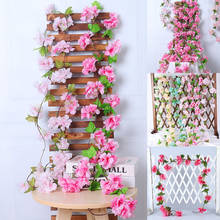 Chocalhos flores artificiais de cana e cerejeira, guirlanda de seda para festa de casamento e decoração para casa, 230cm 2024 - compre barato
