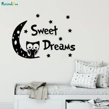 Sweet Dreams Quote Wall Decals Owl Stars and Moon Baby Kids Nursery Decoration Vinyl Wallpaper BA535 2024 - buy cheap