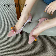 SOPHITINA Sweet Genuine Leather Female Heel Shoes Women String Bead Dressing Beautiful Spring Autumn Square Toe Shallow FO530 2024 - buy cheap