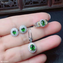 KJJEAXCMY fine jewelry natural diopside 925 sterling silver women pendant necklace chain earrings ring set support test lovely 2024 - buy cheap