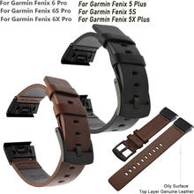 Quick Fit Genuine Leather Watchband 20/22/26mm For Garmin Fenix 6X Pro/5X Plus/6S/5S/6/5/3 HR/MK1 Replacement Watch Band Strap 2024 - buy cheap