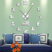 Reloj de pared moderno con diseño divertido de ratón y queso para habitación de niños, decoración de arte de pared con dibujos animados de animales, ideal para robar queso 2024 - compra barato