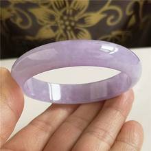 Send Certificate Natural Burmese Jade 54-64mm Purple Light Green Bracelet Elegant Princess Jewelry Send Mom to Girlfriend 2024 - buy cheap