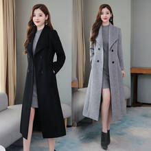 Outono inverno moda casacos de lã feminino longo fino quente casacos de lã outwear novo feminino plus size lã casaco 2024 - compre barato