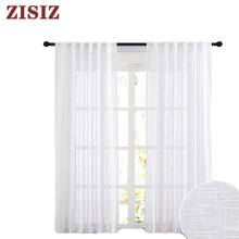 Cortinas tule branco modernas para sala de estar, cortinas translúcidas de linho para quarto, voile, tratamentos de janela 2024 - compre barato