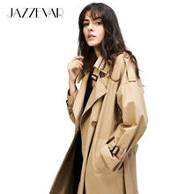 JAZZEVAR 2021 Autumn New Women's Casual Trench Coat Oversize Double Breasted Vintage Washed Outwear Loose Clothing 2024 - buy cheap