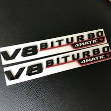 for Gloss Black Red V8 BITURBO 4MATIC+ Fender Emblems Badges 2024 - buy cheap
