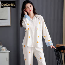 White dots Pijamas Mujer Women Homewear Long Sleeves Long Pants Cotton Nightwear Comfortable Sleepwear Pyjamas Femme Pajamas 3XL 2024 - buy cheap