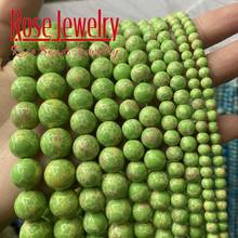 Natural Stone Green Sea Sediment Turquoises Beads Imperial Jaspers Round Beads 4 6 8 10 12MM For Jewelry Making DIY Bracelet 15" 2024 - buy cheap