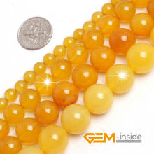 Round Yellow Agates Beads Natural Stone Beads DIY Loose Beads For Jewelry Maing For Bracelet Making Strand 15 Inches Wholesale 2024 - buy cheap