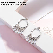 BAYTTLING New Silver Color 123MM Exquisite Round Zircon Long Drop Earrings For Women Fashion Wedding Party Jewelry Gifts 2024 - buy cheap