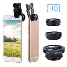 Cámara de teléfono móvil 3 en 1, lente de ojo de pez Macro gran angular para IPhone, Samsung, Huawei, Xiaomi, Oneplus, Kit de lentes ojo de pez para teléfono inteligente 2024 - compra barato