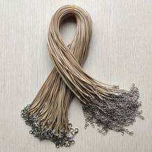 New 1.5mm khaki Wax Leather Cord Rope Necklace 45+5cm Chain Lobster Clasp for jewelry Accessories Wholesale 100pcs/lot 2022 - buy cheap