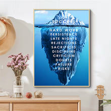 Quadros de lona iceberg of success, tela motivacional de paisagem, arte de parede, citação, impressão nórdica, imagem de parede para sala de estar 2024 - compre barato