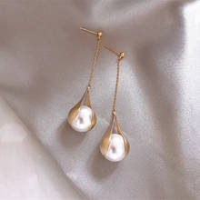 USTAR New Elegant Pearl Drop Earrings for Women Water Drop long tassel Gold Dangle Earrings fashion Modern Wedding  Jewelry gift 2024 - buy cheap