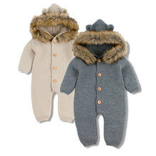 Winter Warm Children's Overalls Boys Clothes Bear Knitted Newborn Baby Rompers Hooded Full Sleeves Infant Girl Jumpsuits Outfits 2024 - buy cheap