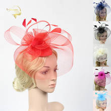 Wedding Net Feather Hats For Women Bridal Headwear Fashion Fascinator Birdcage Face Veils Bride Hats Party Hair Accessories 2024 - buy cheap