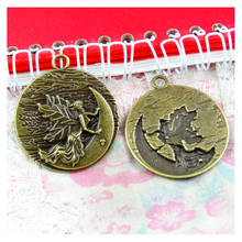 10PCS Antique Bronze Plated Angel Moon Charms Round Pendants 42*37MM 2024 - buy cheap