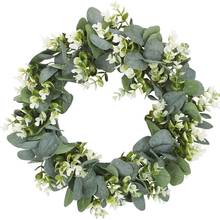 Eucalyptus Wreath, Spring Artificial Green Leaves With Flower Wreath for Front Door Window Wall Decoration 2024 - buy cheap