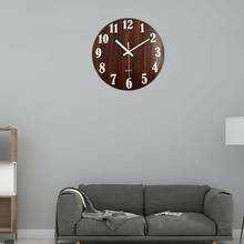 Reloj de pared luminoso de madera de 12 pulgadas, reloj de cuarzo silencioso, luz brillante oscura, colgante moderno, decoración para el hogar y el salón 2024 - compra barato